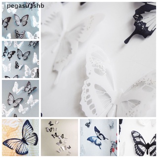 pegasu1shb lindo 18 piezas 3d mariposa decoración calcomanías nueva nevera venta caliente pegatinas de pared cristal caliente