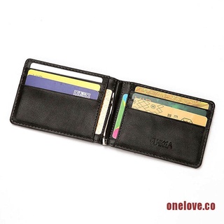 ONELOVE RFID Men's Leather Slim Bifold Money Clip Wallet Front Pocket Credit Card Holder