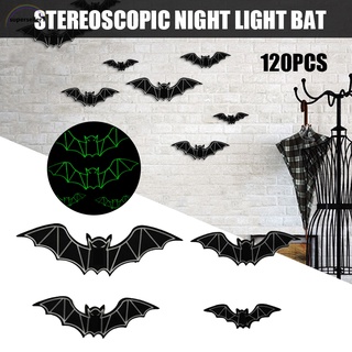 Halloween fiesta suministros PVC 3D realista decoración luminosa miedo murciélagos pared pegatina al aire libre Halloween fiesta decoración