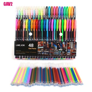 [Wt] 48 piezas de pluma de tinta de Gel fluorescente recambios pincel de acuarela colorido papelería neón Set (1)