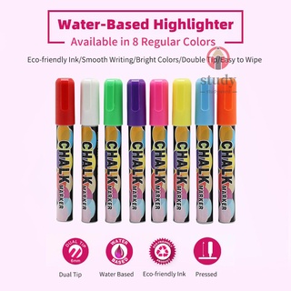 marcador de tiza líquida de 8 colores, rotulador de borrar en seco, marcador de tiza, 6 mm, punta reversible para pizarra negra, cristal (8)