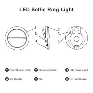 Nuevo anillo de luz LED USB para Selfie/anillo de fotografía portátil para teléfono inteligente/Selfie/luces de relleno (9)