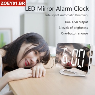 Reloj Despertador Digital ts-8201 con alarma LED De espejo Automático De escritorio/alfombrilla electrónica con pantalla táctil .br