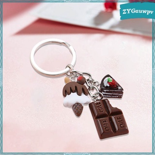 Keychain Dessert Ice Cake, Chocolate Keychain Resin Durable Charming Pendant Keychain Food for Bag Charms Ornaments Women Friends