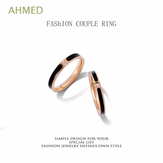 Ahmed geométrico anillo de diamante Retro femenino anillos pareja anillo mujeres Punk minimalista joyería negro epoxi estilo Simple anillo