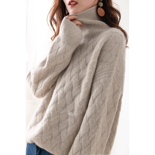 Suéter de cachemir de cuello alto para mujer, Jersey grueso de lana con capa inferior, holgado, languid breeze, nuevo estilo, otoño e invierno, 2021 (5)