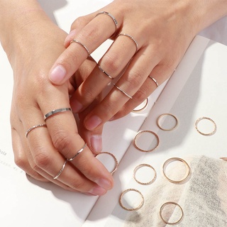 10 unids/Set Simple Color dorado anillo de dedo /moda Retro plata anillo conjunto /coreano elegante anillo redondo /mujer accesorios de joyería