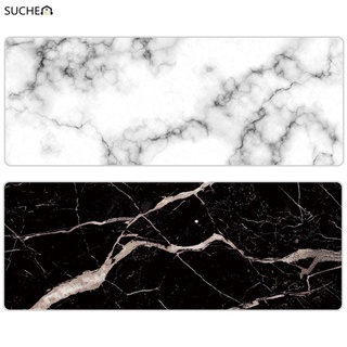 SUCHENN 2PCS Home Office Computer Desk Mat Soft Keyboard Mouse Pad Marble Grain Table Game Large Rubber Modern Laptop Cushion