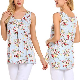 Konheart Camiseta/Camiseta Casual sin Mangas Para mujer con estampado Floral Para verano