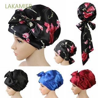 LAKAMIER Hair Loss Chemo Cap Silk Night Sleep Cap Floral Print Hair Bonnet Shower Cap Night Head Cover Satin Turban Ethnic Hat Head Cover Soft Satin Bonnet
