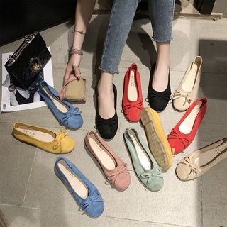 EOEODOIT Round Toe Casual Sneakers Women Spring Autumn Candy Color Flat Heel Knot Ballet Flats Shoes Slip On Loafer