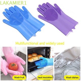lakamier 2 guantes de silicona reutilizables antideslizantes para lavar platos, guantes de limpieza, baño, cocina, multifunción, herramienta para el hogar, multicolor