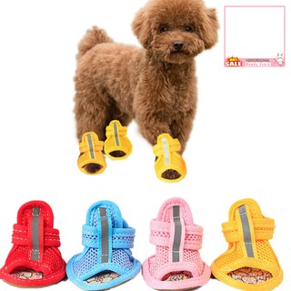 soun_4pcs suela de goma de malla de algodón transpirable antideslizante zapatos para mascotas perro cachorro sandalias