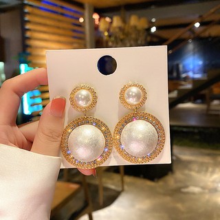 Delicado coreano perla flor cristal pendientes mujer accesorios Ins chica nuevo (4)