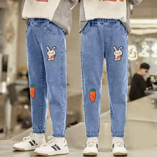Niñas jeans 2021 primavera y otoño niñas estilo extranjero pantalones sueltos, niños grandes [2021]