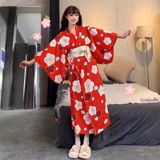 Lolita falda de estilo japonés suave Kimono vestido Floral conjunto de manga larga camisón
