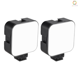 docooler mini led luz de vídeo fotografía lámpara de relleno 6500k regulable 5w con adaptador de montaje de zapata fría compatible con cámara dslr, paquete de 2 piezas