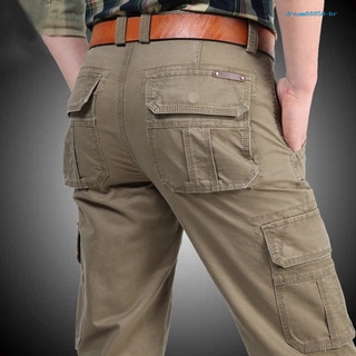 Pantalones Cargo De hombre talla grande De color sólido drem con múltiples bolsillos