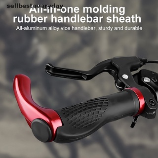 [sellbesteveryday] Empuñadura de aleación de aluminio para manillar de bicicleta antideslizante de goma antideslizante