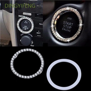 Dingyifeng accesorios de coche interruptor botón decoración coche SUV decorativo anillo de diamantes de arranque del coche círculo decorativo círculo cubierta de recorte de 40 mm/1.57" anillo de diamantes de imitación Bling decorativo automóviles anillo de cristal de arranque del motor/Multicolor