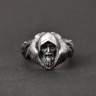 Xinting joyería Odin gran dios vikingo guerrero ártico lobo aleación pistola negro anillo