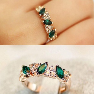 [veni] anillo de dedo con incrustaciones de circonita cúbica esmeralda para mujeres Vintage regalo de joyería de boda