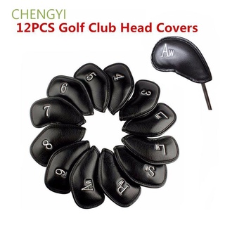 CHENGYI Blue PU leather Black Protector Golf Club Head Cover Red 12PCS/Set Golf Accessories Anti-slip Iron Litchi grain/Multicolor
