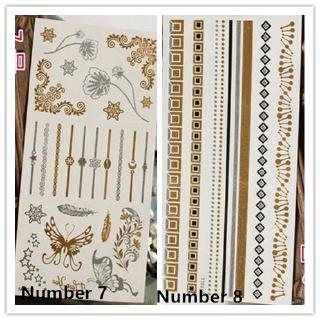 Good Quality Tattoo Sticker Good Quality Waterproof American 21cm Gold and Silver Tattoo Stickers (8)