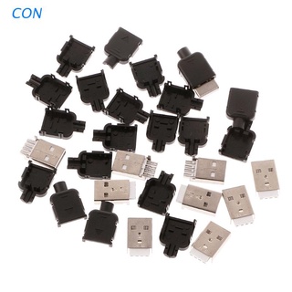CON 10Sets tipo A USB 4 pines macho Socket Kit conector enchufe terminación plástico Shell