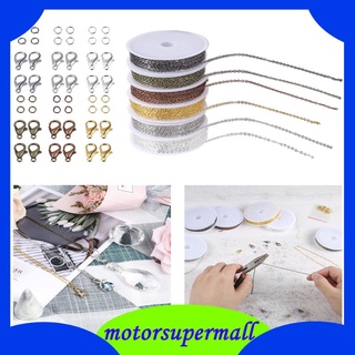 [MotorMall] Cadena de eslabones a granel con 60 broches de langosta y anillos de salto para bricolaje collar artesanal