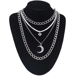 4 pzs/juego collar cadena cuello luna mujer creciente accesorios Gótico joyería