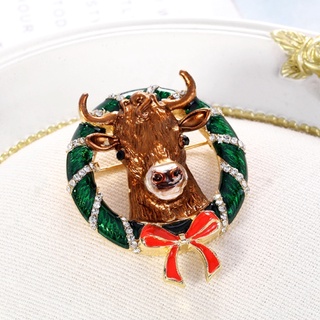 dodysin Rhinestone Brooch Christmas Deer Head Brooch Clothing Decorative Accessories (5)