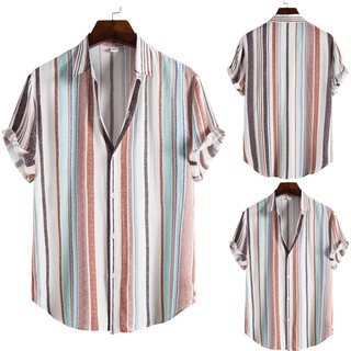 [EXQUIS] hombre moda étnica manga corta Casual impresión hawaiana camisa blusa camiseta