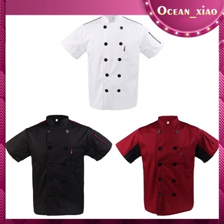 Ocean_chaqueta De doble Manga corta con estampado De Chef para mujer/ropa De trabajo para mujer/algodón/suave/cómodo/cocina