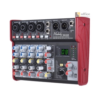 Muslady SM-68 portátil de 6 canales de tarjeta de sonido mezclador de consola de mezcla integrada 16 efectos con interfaz de Audio USB soporta banco de energía de 5V para grabación DJ red transmisión en vivo Karaoke