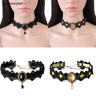Summytei Black Lace Necklace Collar Choker Velvet Crystal Vintage Gothic Chain Pendant CO