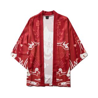 Harajuku Trend Beach Cardigans rojo Anime Kimono Blazer blusa para mujeres hombres sueltos más el tamaño de ropa