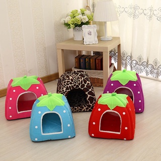 Pet Dog Cat Puppy Cave House Cushion Home Bed Soft Cute Washable Strawberry Shape