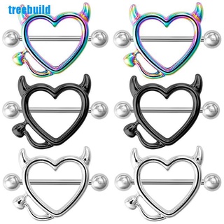 [Treebuild] 1 par de anillos de pezón de acero inoxidable para pezón de corazón