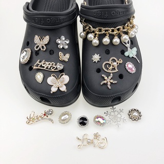 CHARMS Mariposa Jibbitz gemas perla Metal cadena diamante Jibbitz conjunto sandalias encantos cocodrilo zapato decoración para las mujeres zapatilla accesorio (6)