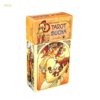 GROCE 78pcs English Tarot Mucha Cards Deck Divination Oracle Card Funny Family Game