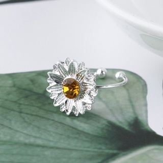 margarita girasol circón anillo de estilo dulce flor apertura anillo femenino joyería