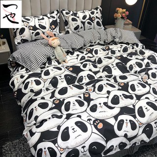 De dibujos animados Panda 4 en 1 ropa de cama de cuatro piezas doble funda de edredón de tres piezas niña sábana de cama con edredón Cadar tamaño Queen Cadar cama individual colchón Protectorbasis043xx.my 73 (1)