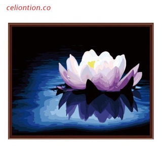 celio lotus blooms paint by number kits 16 x 20 pulgadas lienzo diy o il pintura para niños, estudiantes, adultos principiantes con pinceles y pigmento acrílico (sin marco)