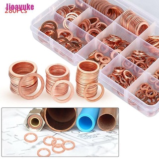 [Jioayuke] 280 piezas anillos de cobre sello de aceite anillo de sellado anillo surtido conjunto en caja