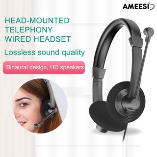 Ameesi T28 auriculares de ajuste de 330 grados de reducción de ruido micrófono ABS alámbrico centro de llamadas servicio auriculares para la comunicación del cliente