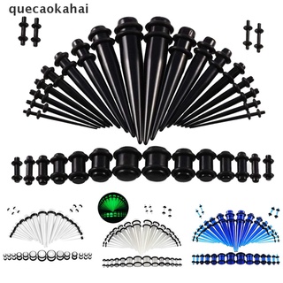 Quecaokahai 36Pcs Acrylic Ear Gauge Stretching Kit Tapers Flesh Tunnels Plug Body Piercing CO