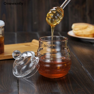 Onewsnty 250ml Honey Jar with Dipper and Lid Transparent Glass Honey Container Honey Pot *Hot Sale