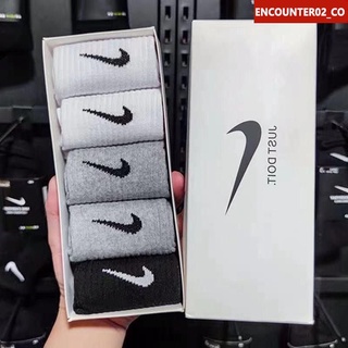 Nike short tube 5 pares de calcetines cómodos calcetines deportivos de moda de algodón de alta calidad (en caja) encounter02_co