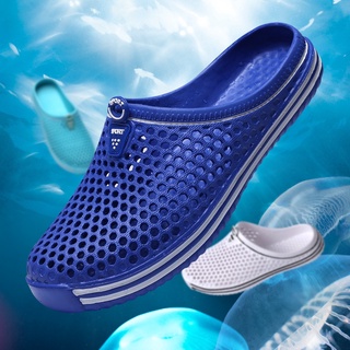 Cod verano de los hombres zapatillas ligeras jalea de las mujeres zapatos de mensaje transpirable agujero de playa plano masculino Unisex Casual zapatilla Siz